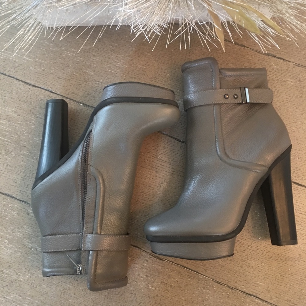 Kelsi Dagger platform grey leather booties